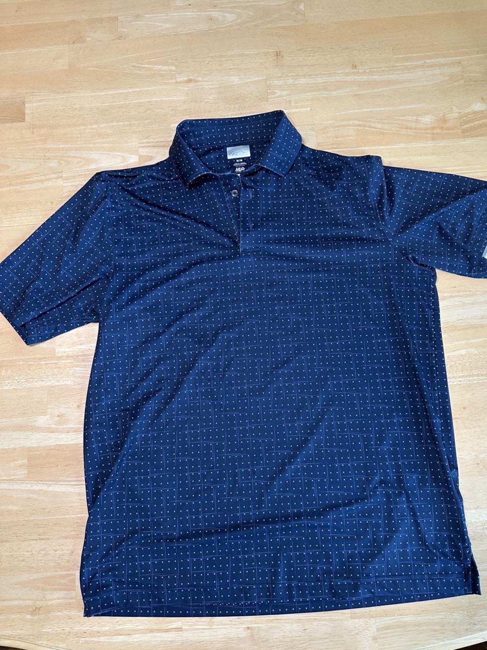Greg Norman Collection Navy Polo with Micro Dot Pattern